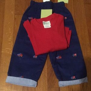 Embroidered corduroy outfit